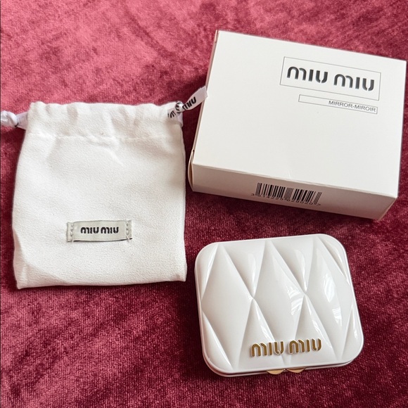 Miu Miu Other - Miu Miu White Quilted Compact Mirror